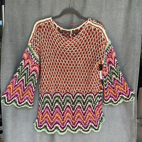 FREE PEOPLE OVERSIZED heatwave pullover cinnamon sage combo sweater - Picture 3 of 17